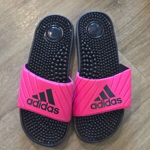 Adidas Black and Pink Comfort Slides